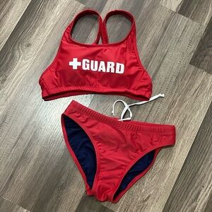 Women’s red lifeguard swimsuit